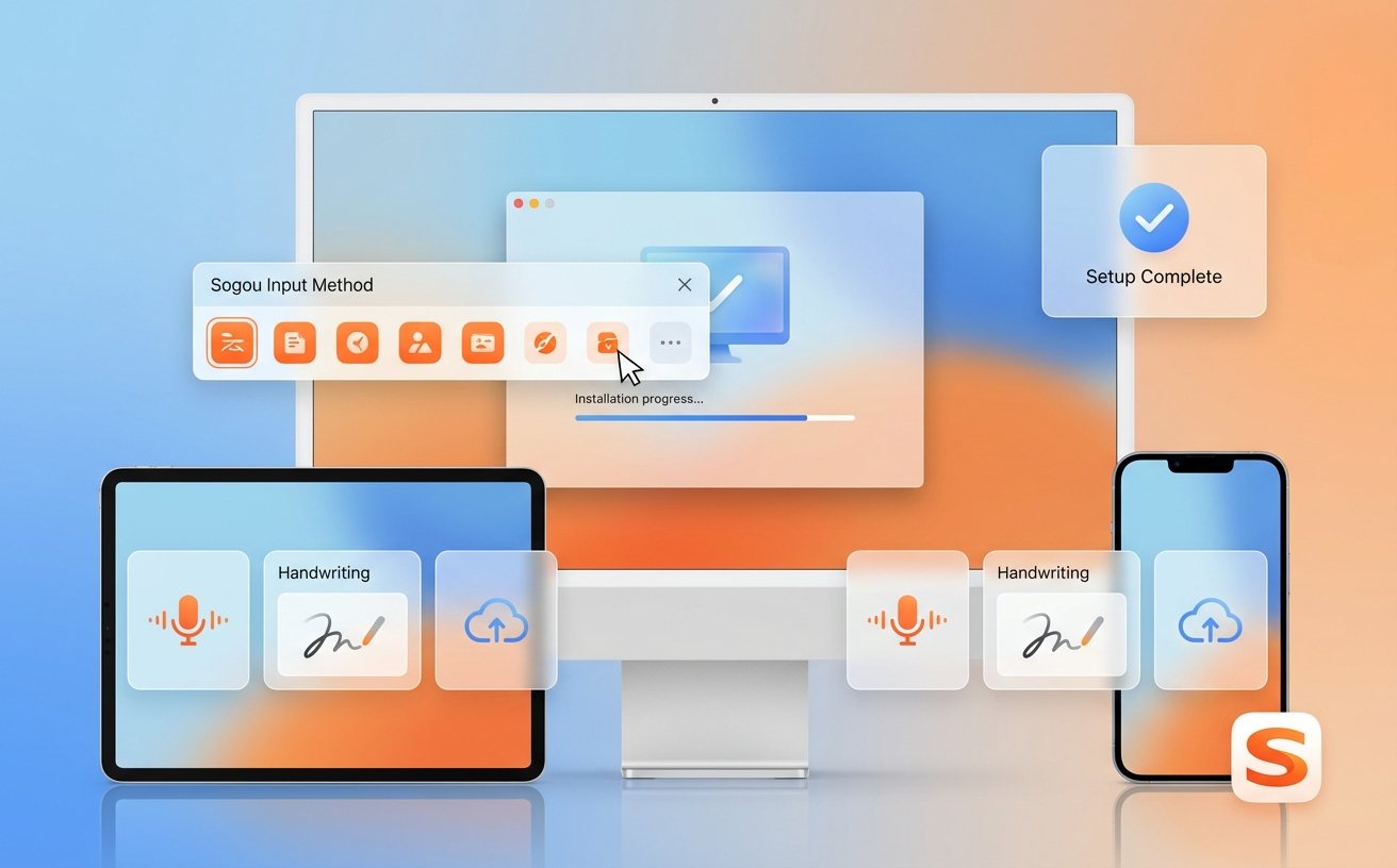 搜狗输入法 Windows 版安装流程示意